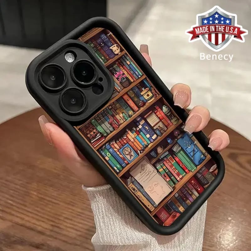 🔥LAST DAY 49% OFF📚Cartoon Bookshelf Pattern TPU Phone Case for iPhone