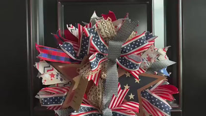 250th Anniversary Patriotic Wreath - For Independence Day Memorial Day Holiday Decor