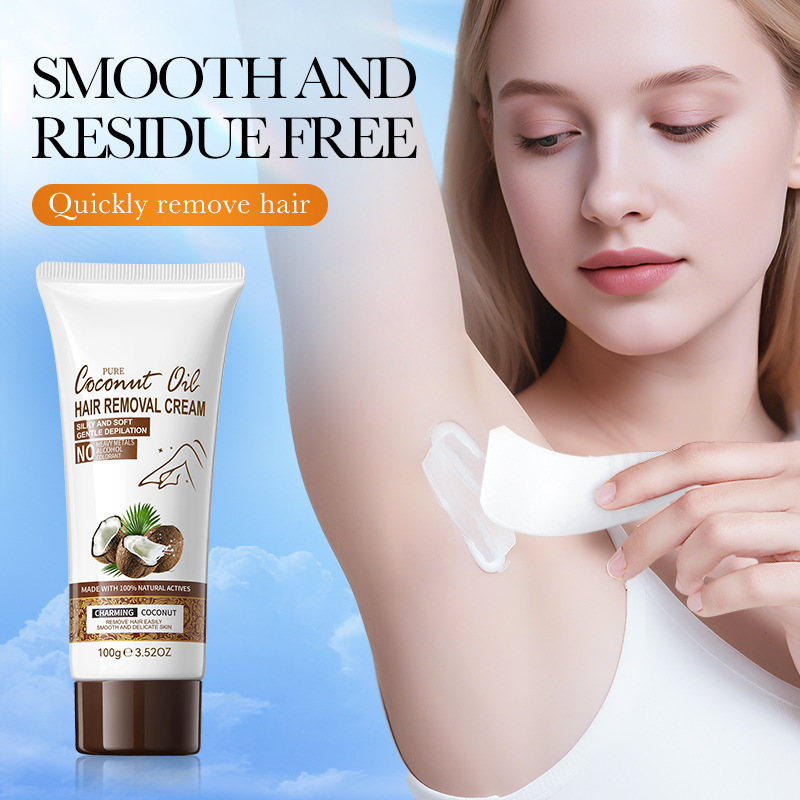 🥥 Coconut Oil Hair Removal Cream – Silky Smooth Skin in Minutes! 🧴